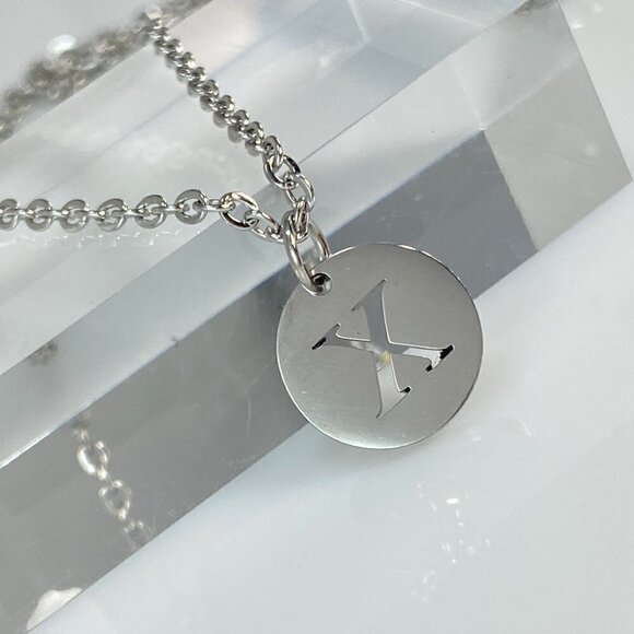 (Choose your) Initial Letter Stainless Steel Cable Chain Necklace - Picture 4 of 10